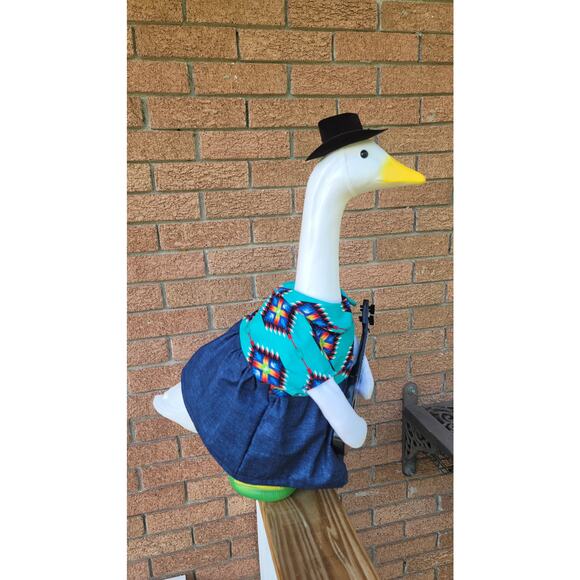 Country Singer Themed Porch Goose Dress with Wings & Cowboy Hat Outfit  Western - Picture 9 of 10